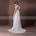 Simple One Shoulder Pleated Chiffon Wedding Dress Beaded Belt